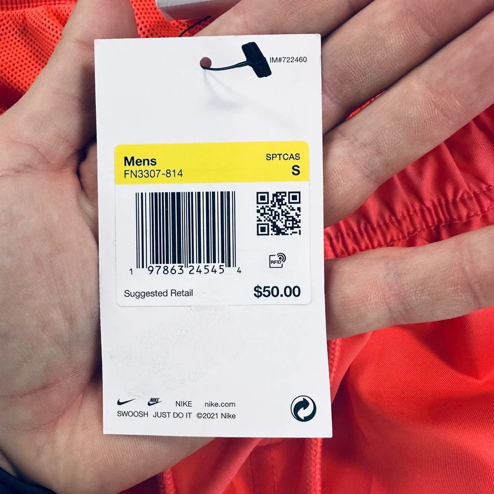 Nike Mens Small Sportswear Woven Shorts Atomic Orange FN3307-814 Gym Performance